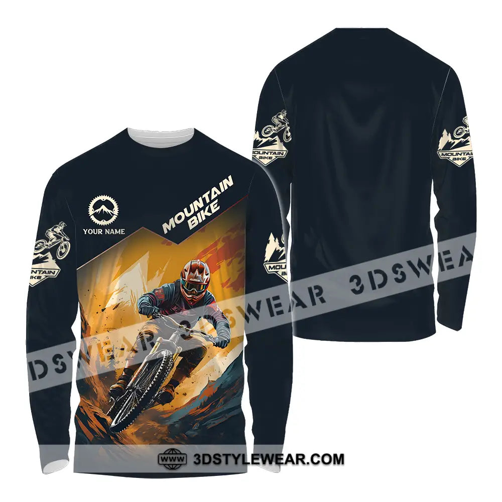 Unisex Shirt - Custom Name Sport Mountain Bike Player Long Sleeve / S T-Shirt