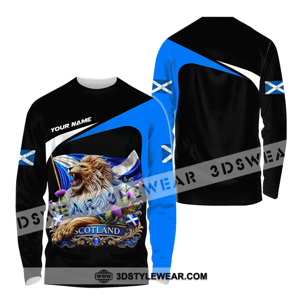 Unisex Shirt - Custom Name Sport Scotland Lion Long Sleeve / S T-Shirt