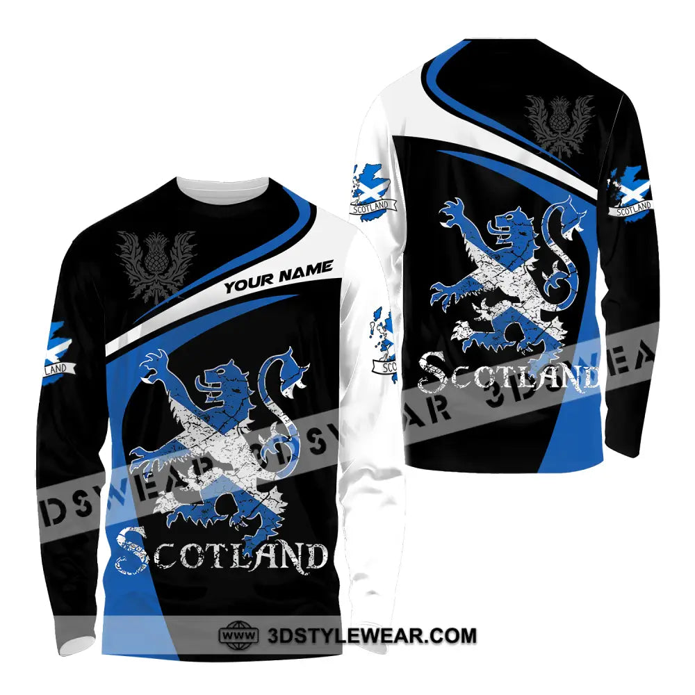 Unisex Shirt - Custom Name Sport Scotland Lion Long Sleeve / S T-Shirt