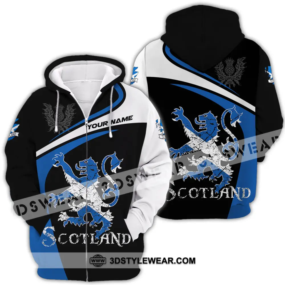 Unisex Shirt - Custom Name Sport Scotland Lion Zipper Hoodie / S T-Shirt