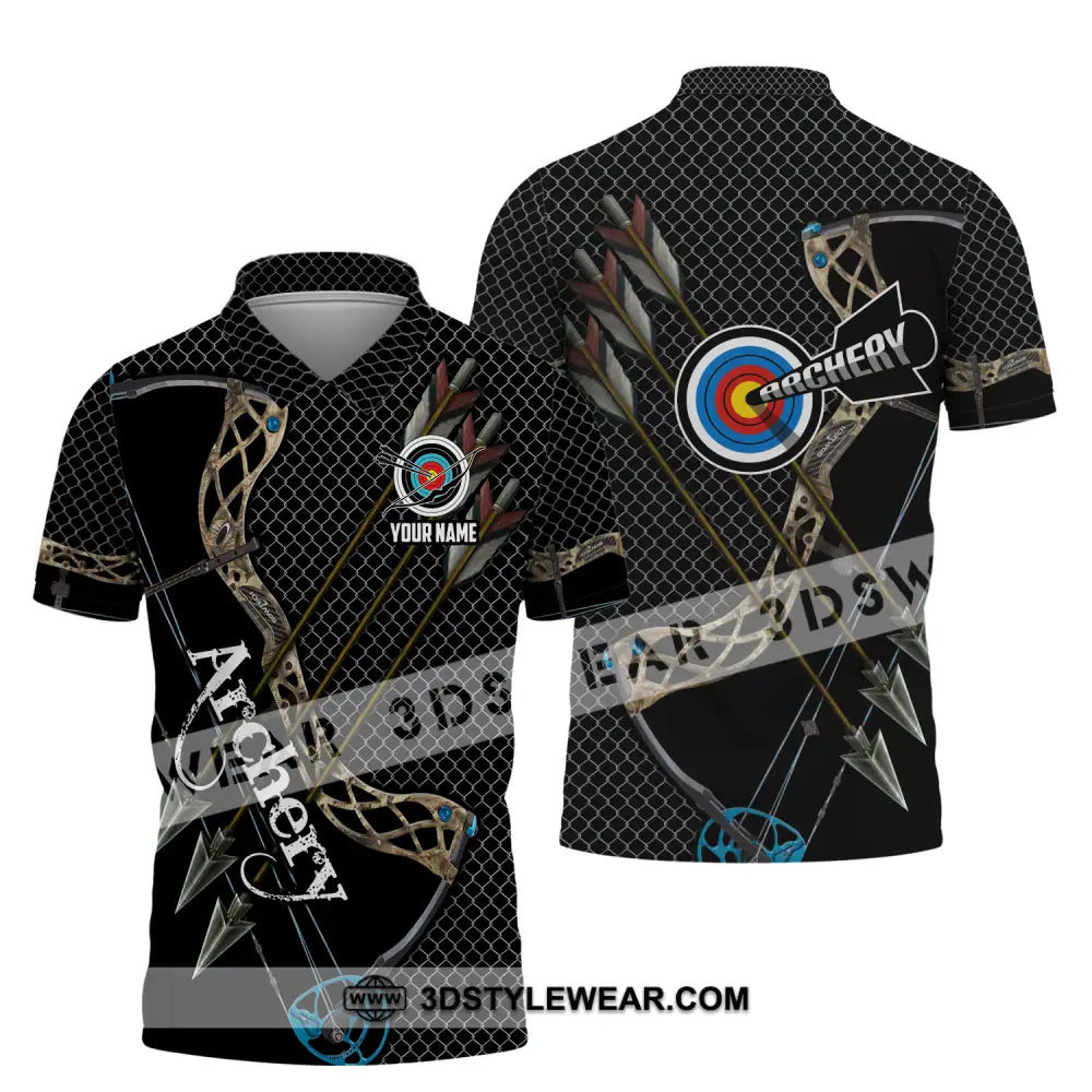 Unisex Shirt - Custom Name Sport Three Arrows Archery Polo / S T-Shirt