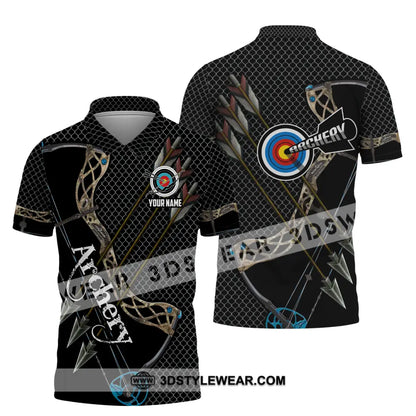 Unisex Shirt - Custom Name Sport Three Arrows Archery Polo / S T-Shirt