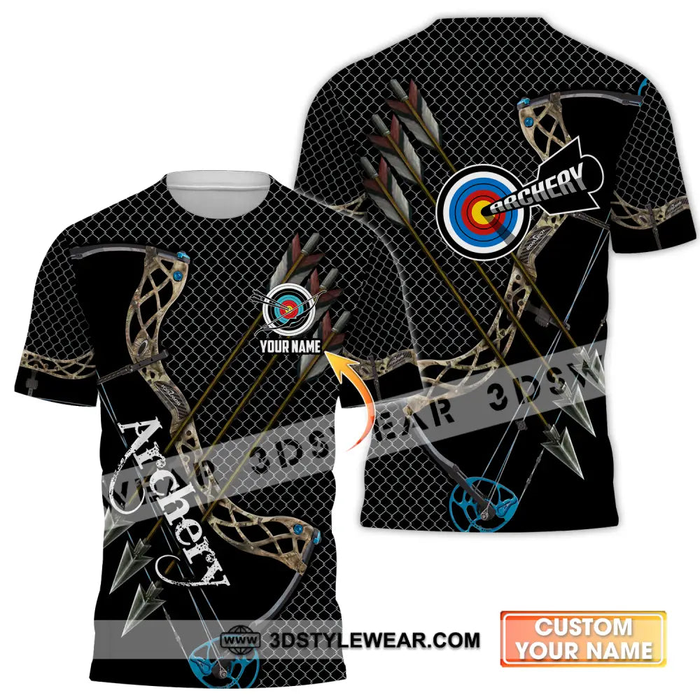 Unisex Shirt - Custom Name Sport Three Arrows Archery T-Shirt