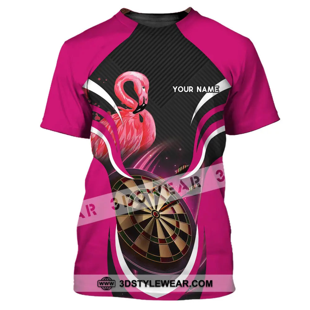 Unisex Shirt - Custom Name T-Shirt Darts Player Flamingo T-Shirt