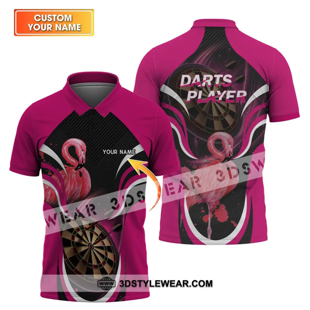 Unisex Shirt - Custom Name T-Shirt Darts Player Flamingo T-Shirt