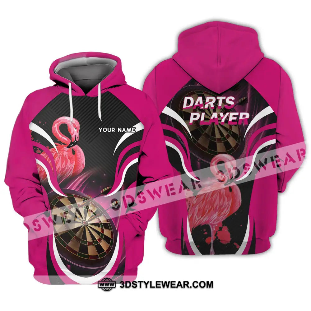 Unisex Shirt - Custom Name T-Shirt Darts Player Flamingo Hoodie / S T-Shirt