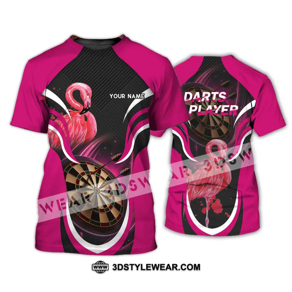 Unisex Shirt - Custom Name T-Shirt Darts Player Flamingo / S T-Shirt