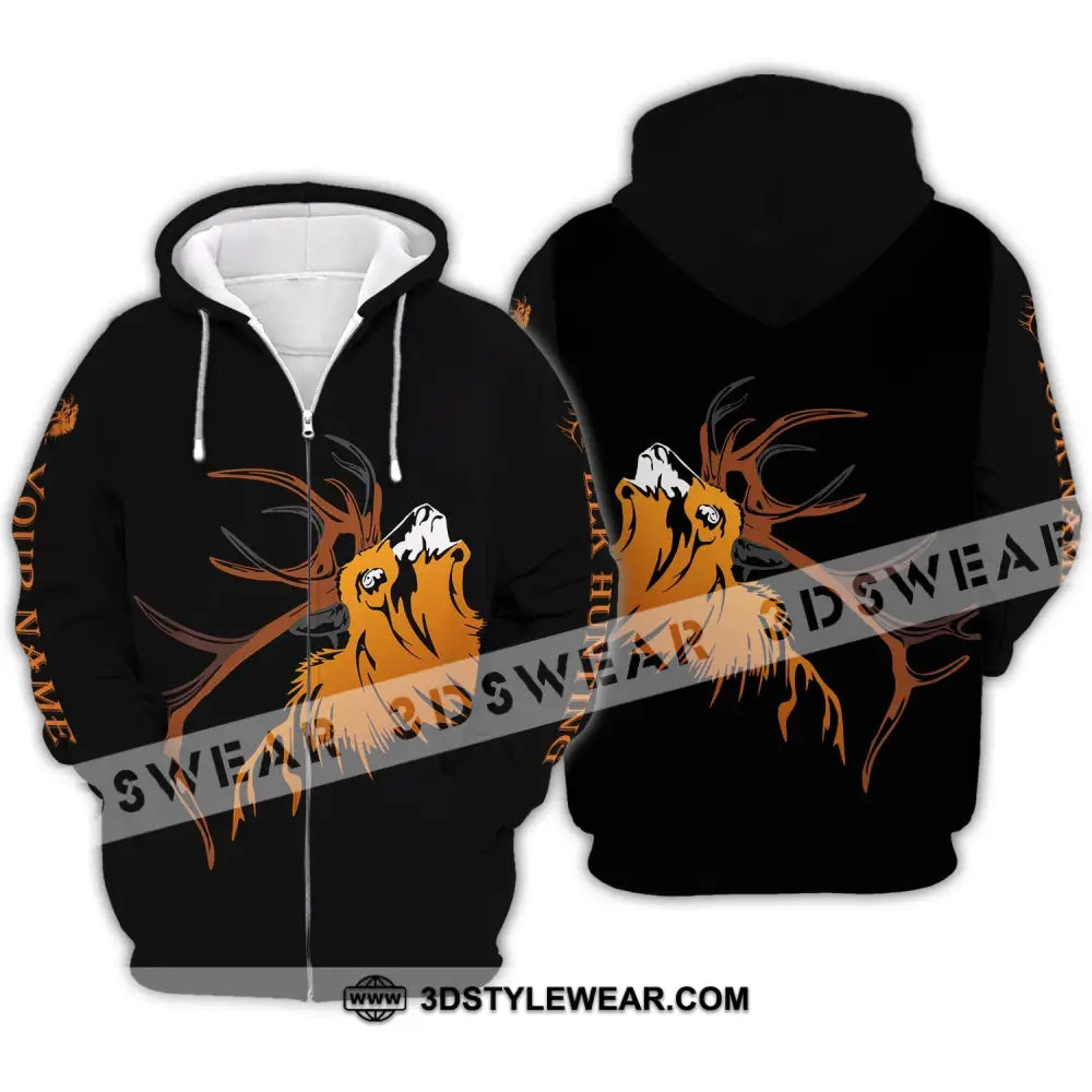 Unisex Shirt - Custom Name T-Shirt Deer Zipper Hoodie / S T-Shirt