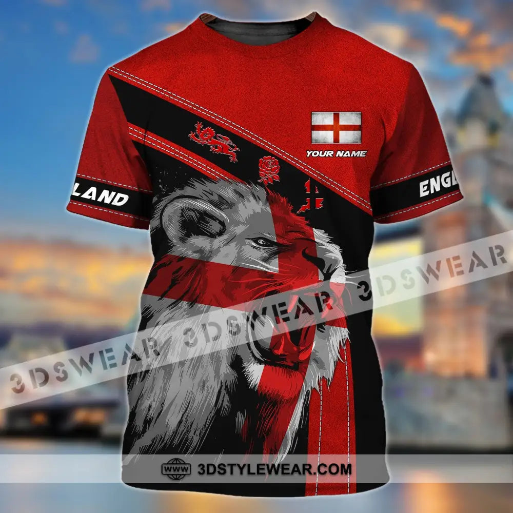 Unisex Shirt - Custom Name T-Shirt England Red Lion And Roses / S T-Shirt