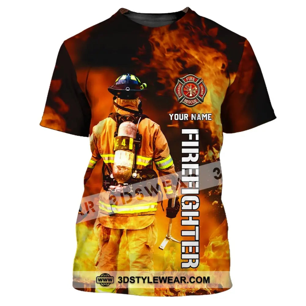 Unisex Shirt - Custom Name T-Shirt Personalized Firefighter Gift For Fireman T-Shirt