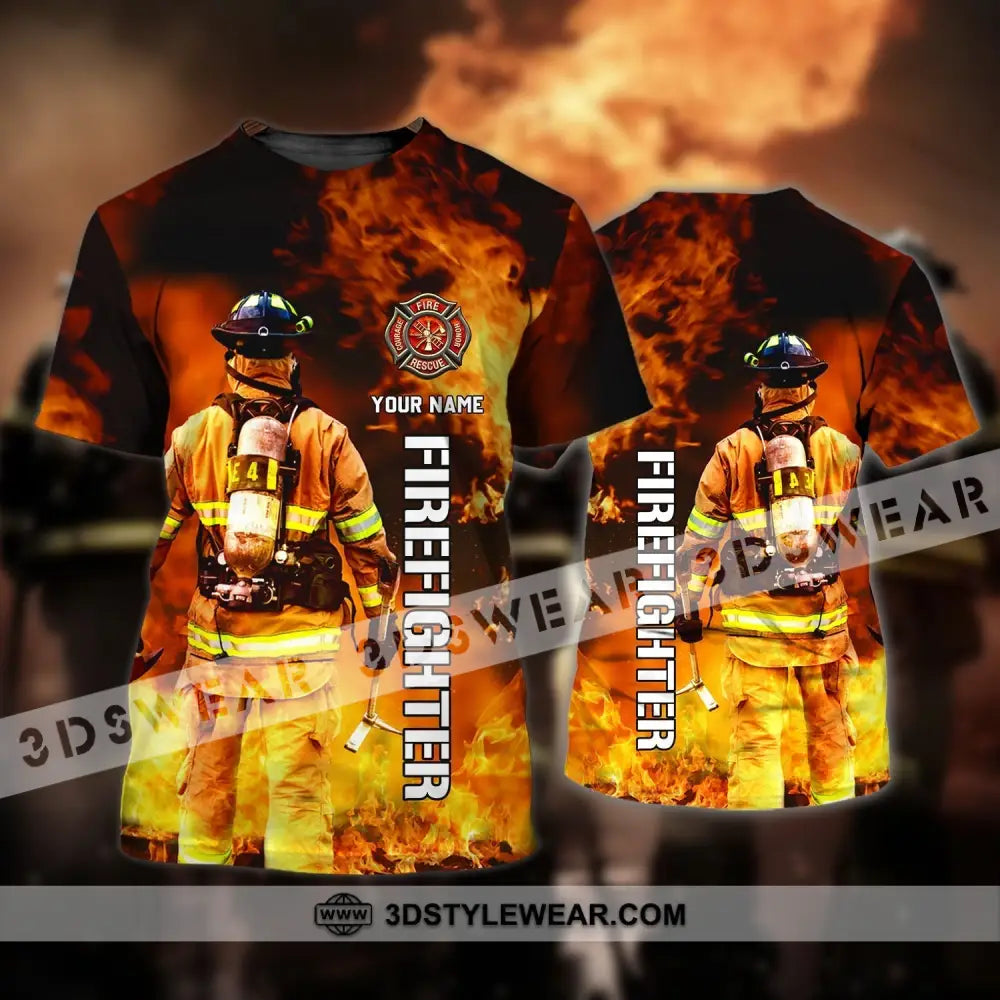 Unisex Shirt - Custom Name T-Shirt Personalized Firefighter Gift For Fireman T-Shirt