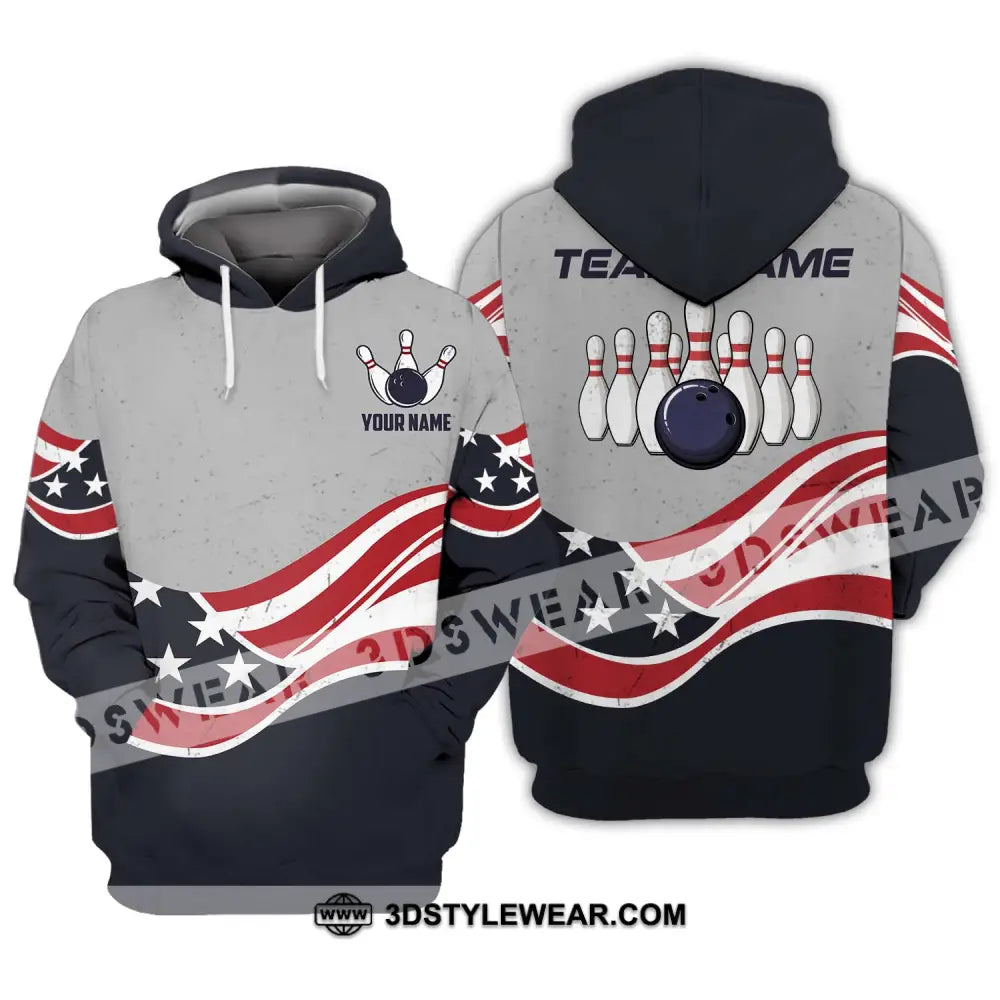 Unisex Shirt - Custom Name Team America Bowling Hoodie / S T-Shirt