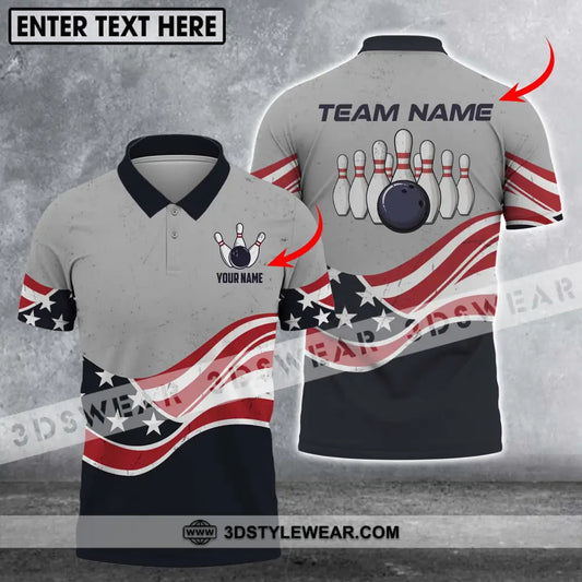 Unisex Shirt - Custom Name Team America Bowling T-Shirt