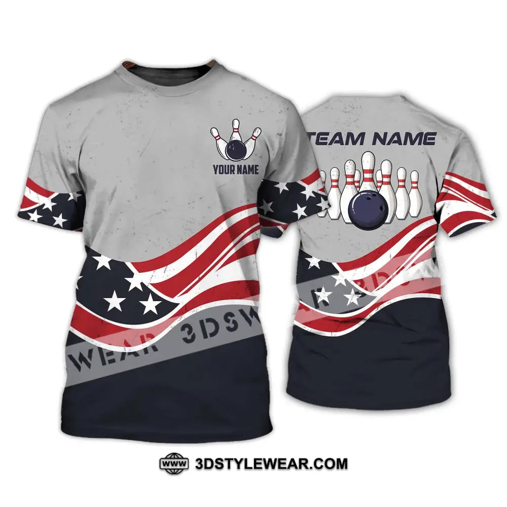 Unisex Shirt - Custom Name Team America Bowling T-Shirt / S T-Shirt