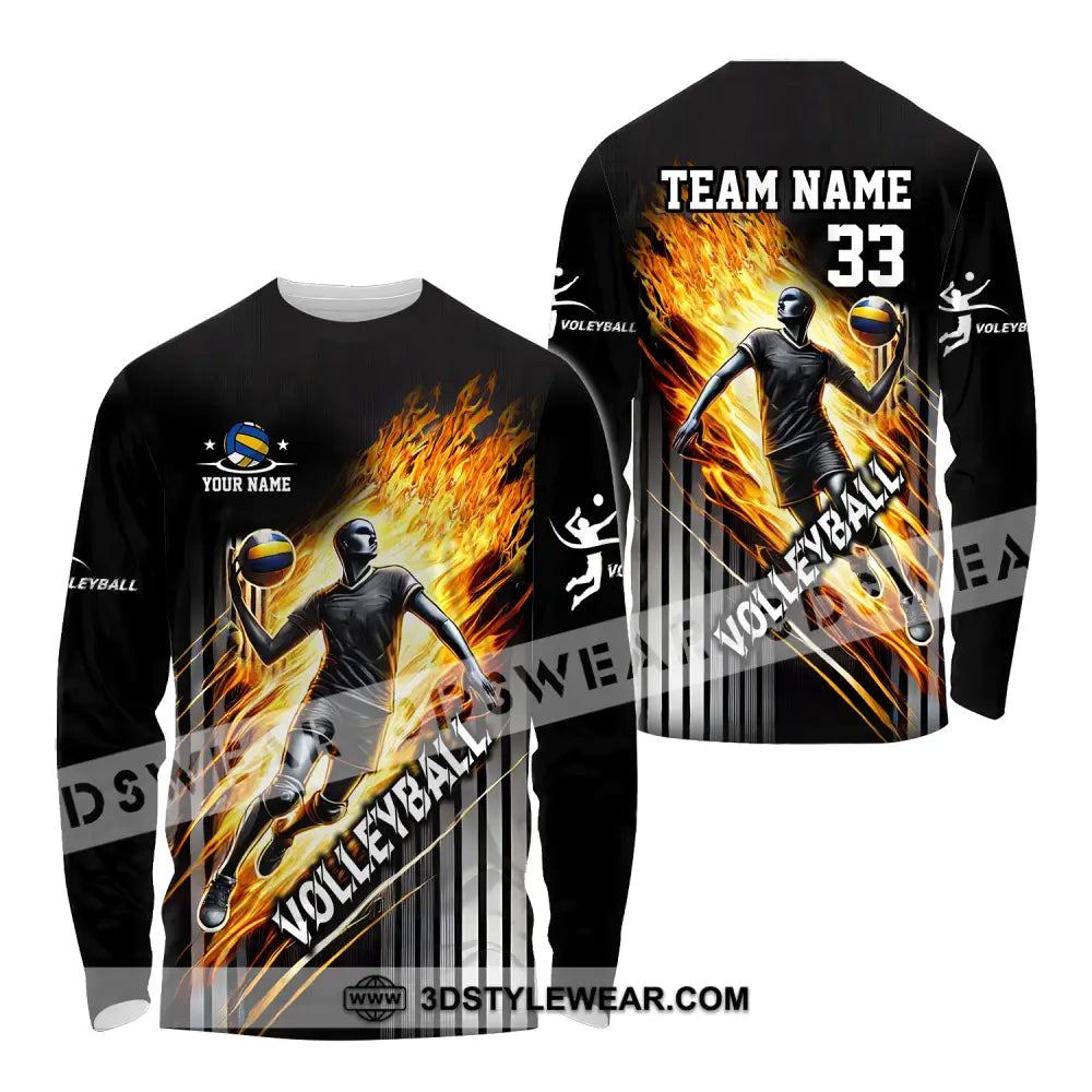 Unisex Shirt - Custom Name Team And Number Volleyball Lover Long Sleeve / S T-Shirt