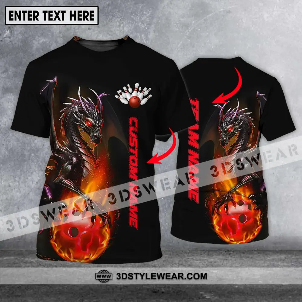 Unisex Shirt - Custom Name Team Bowling Dragon Fire Ball T-Shirt