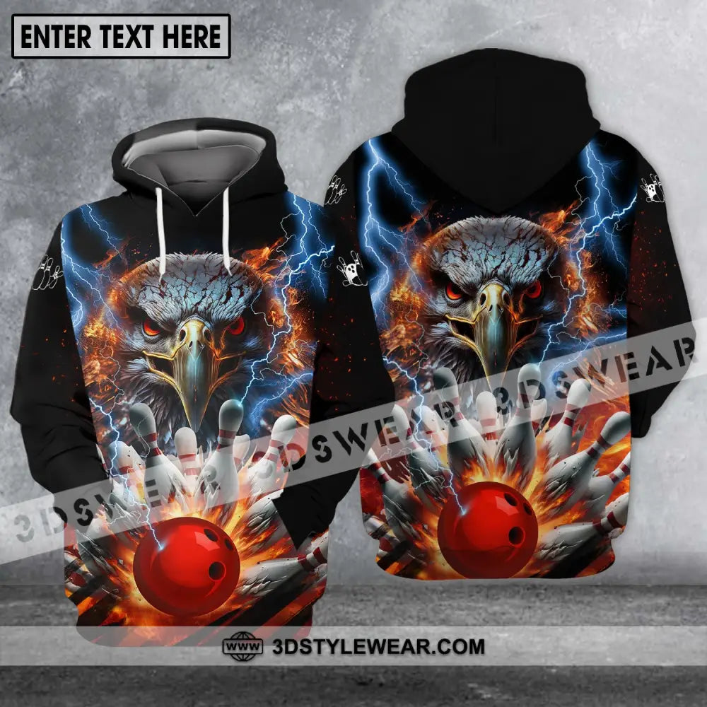 Unisex Shirt - Custom Name Team Bowling Eagle Fire Ball Hoodie / S T-Shirt