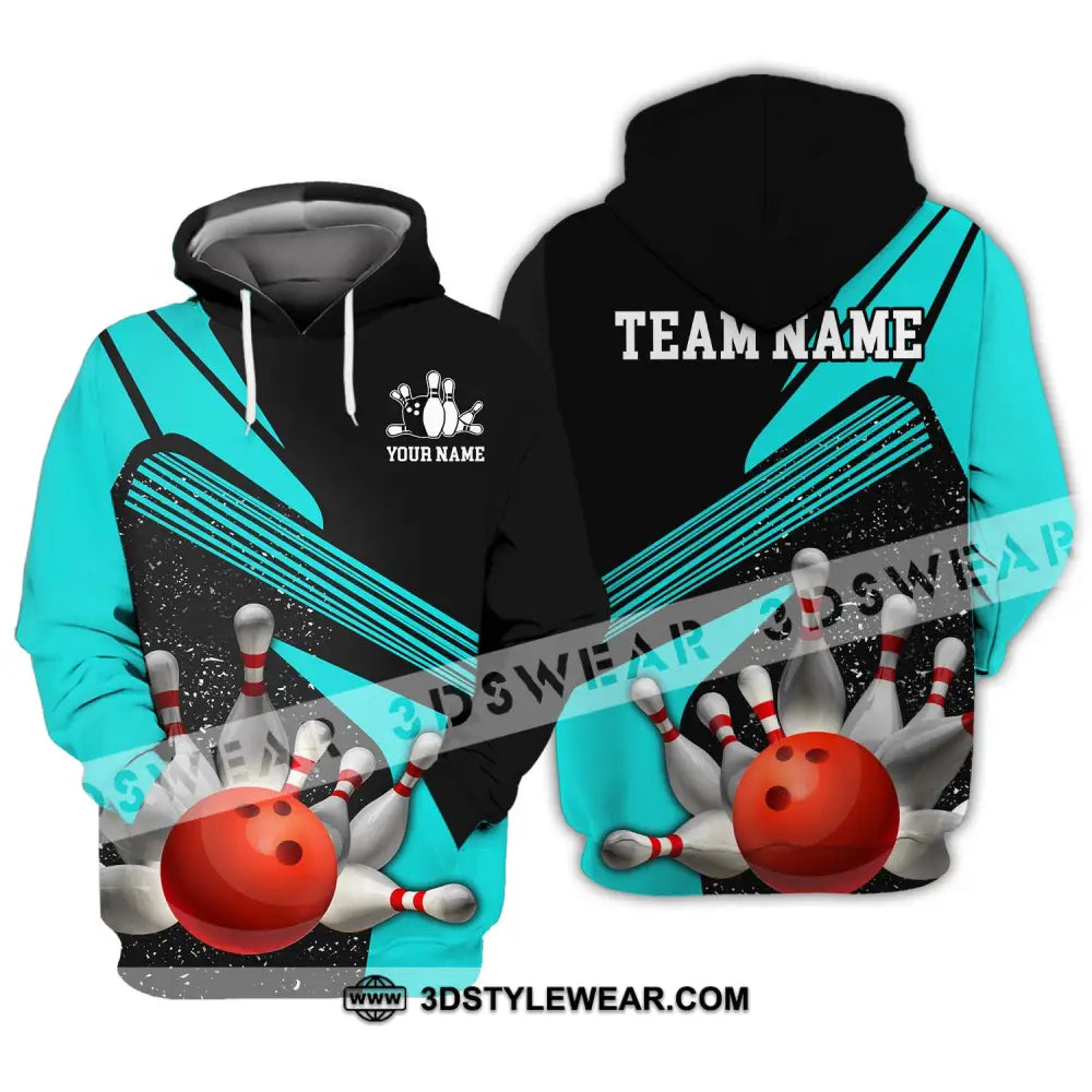 Unisex Shirt - Custom Name Team Cyan Bowling Hoodie / S T-Shirt