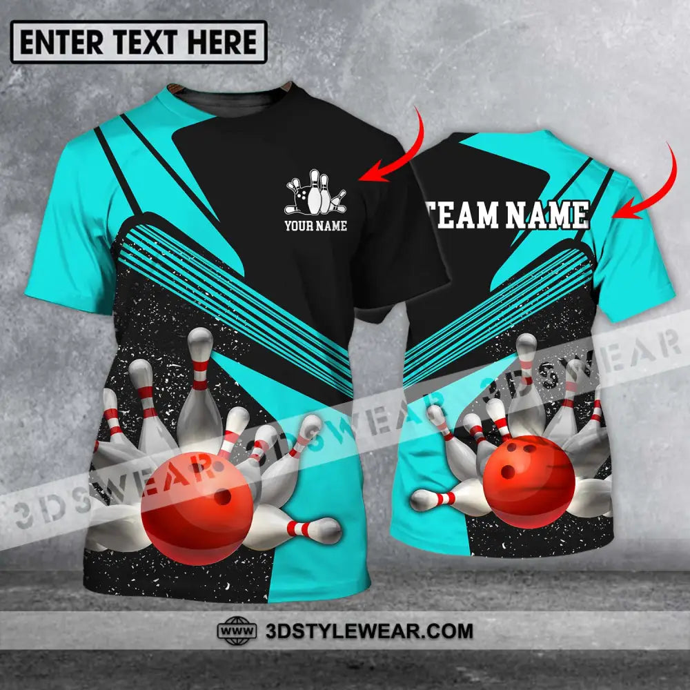 Unisex Shirt - Custom Name Team Cyan Bowling T-Shirt