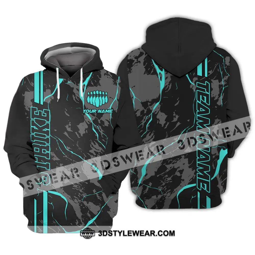 Unisex Shirt - Custom Name Team Cyan Strike Bowling Hoodie / S T-Shirt