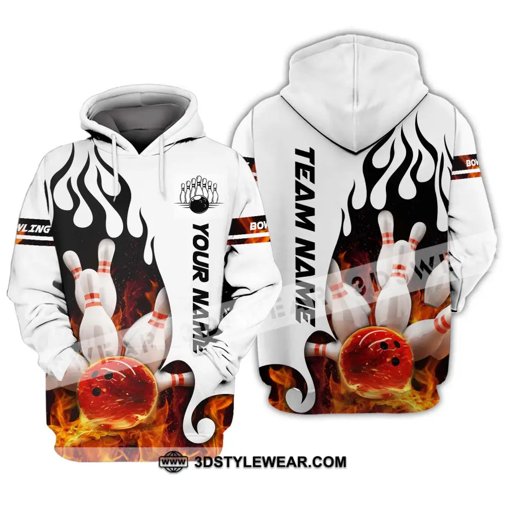 Unisex Shirt - Custom Name Team Fire Bowling Ball Hoodie / S T-Shirt