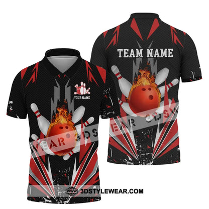 Unisex Shirt - Custom Name Team Fire Bowling Polo / S T-Shirt