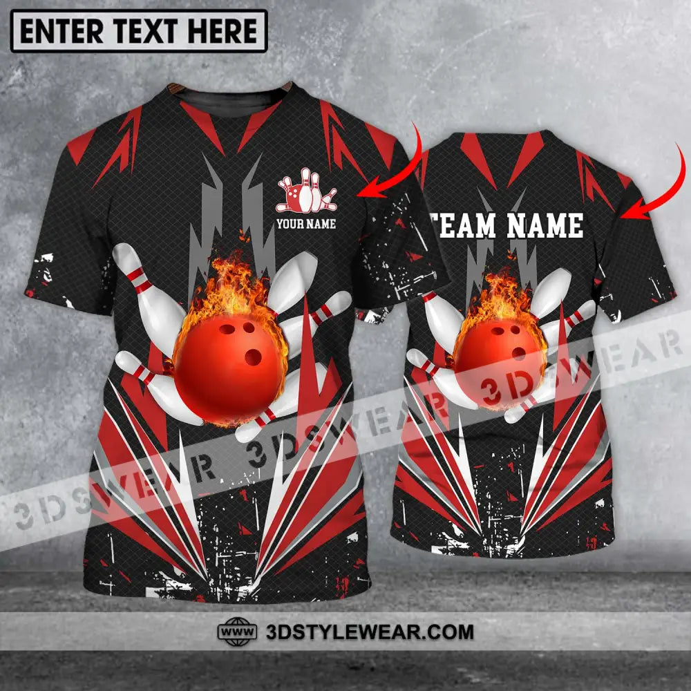 Unisex Shirt - Custom Name Team Fire Bowling T-Shirt