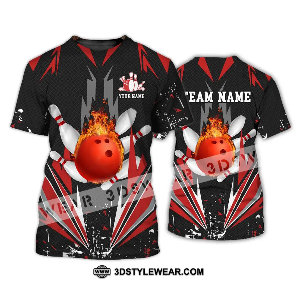 Unisex Shirt - Custom Name Team Fire Bowling T-Shirt / S T-Shirt