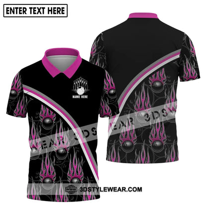 Unisex Shirt - Custom Name Team Purple Fire Black Billiard Ball Polo / S T-Shirt