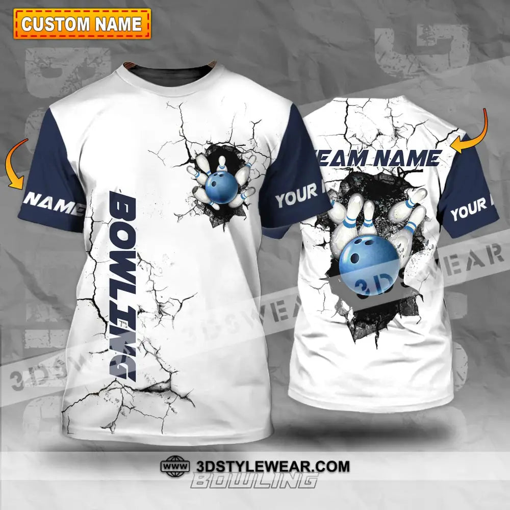 Unisex Shirt - Custom Name The Bowling Player Sport Cracking Wall T-Shirt