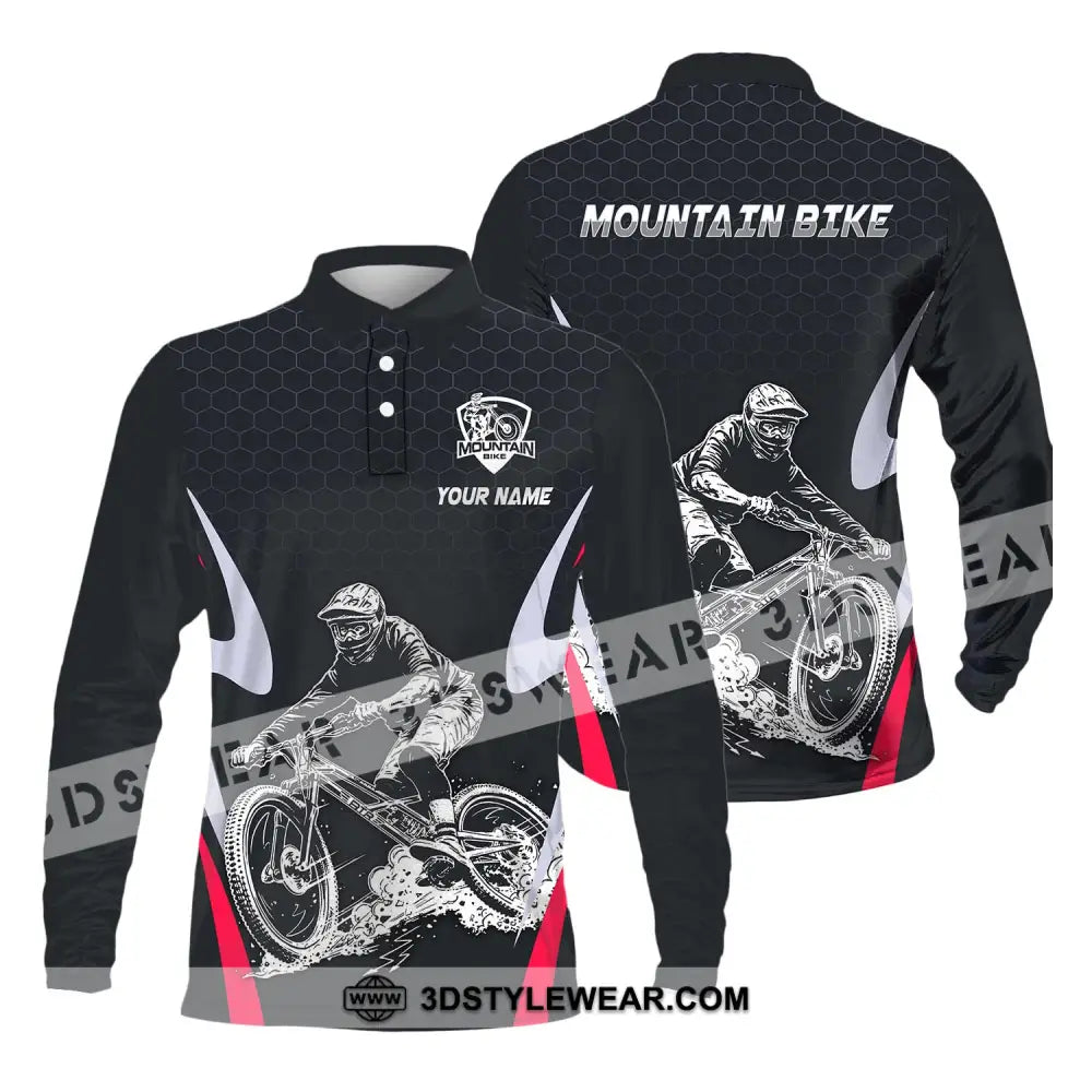 Unisex Shirt - Custom Name The Mountain Bike Player Sport Long Sleeve Polo / S T-Shirt