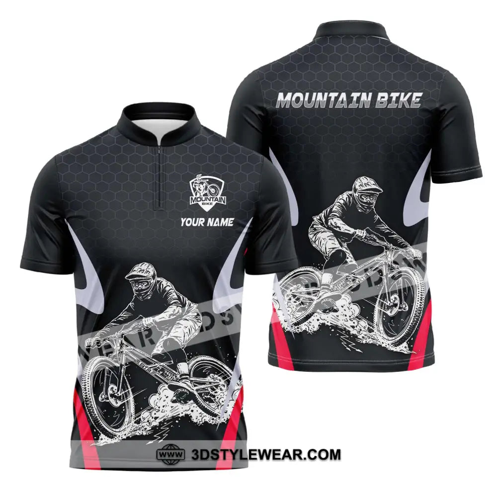 Unisex Shirt - Custom Name The Mountain Bike Player Sport Zipper Polo / S T-Shirt