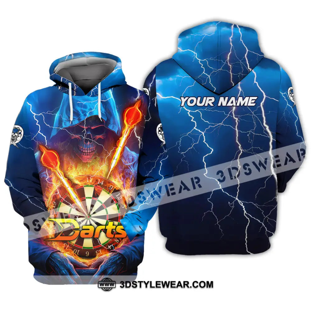 Unisex Shirt - Custom Name The Skull Darts Sport Fire And Ice Hoodie / S T-Shirt