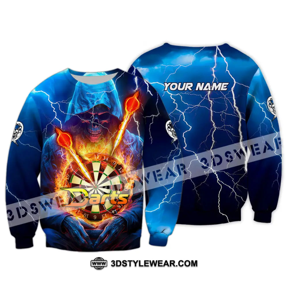 Unisex Shirt - Custom Name The Skull Darts Sport Fire And Ice Long Sleeve / S T-Shirt