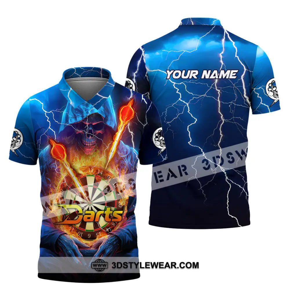 Unisex Shirt - Custom Name The Skull Darts Sport Fire And Ice Polo / S T-Shirt