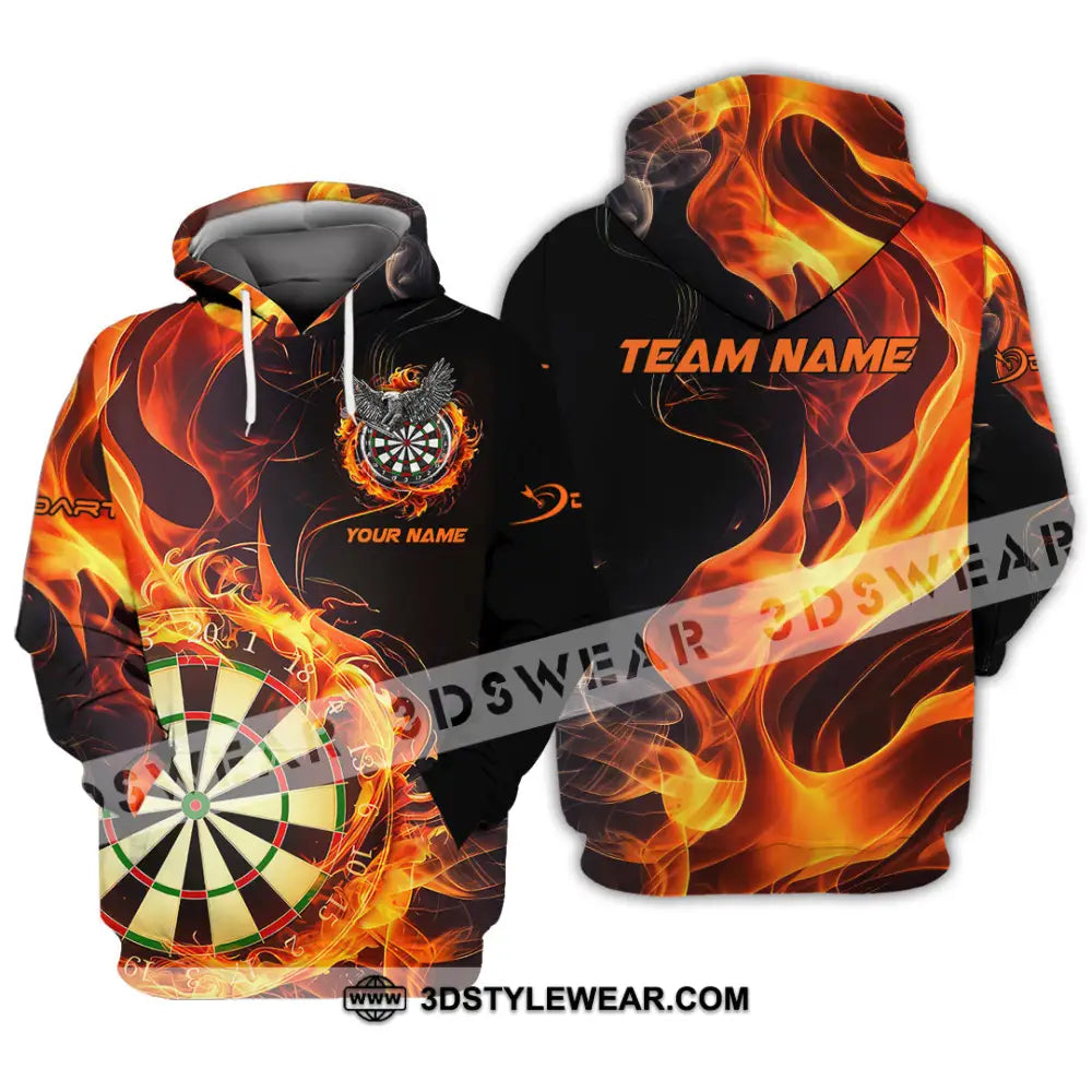 Unisex Shirt - Custom Name The Skull Darts Sport Fire Hoodie / S T-Shirt