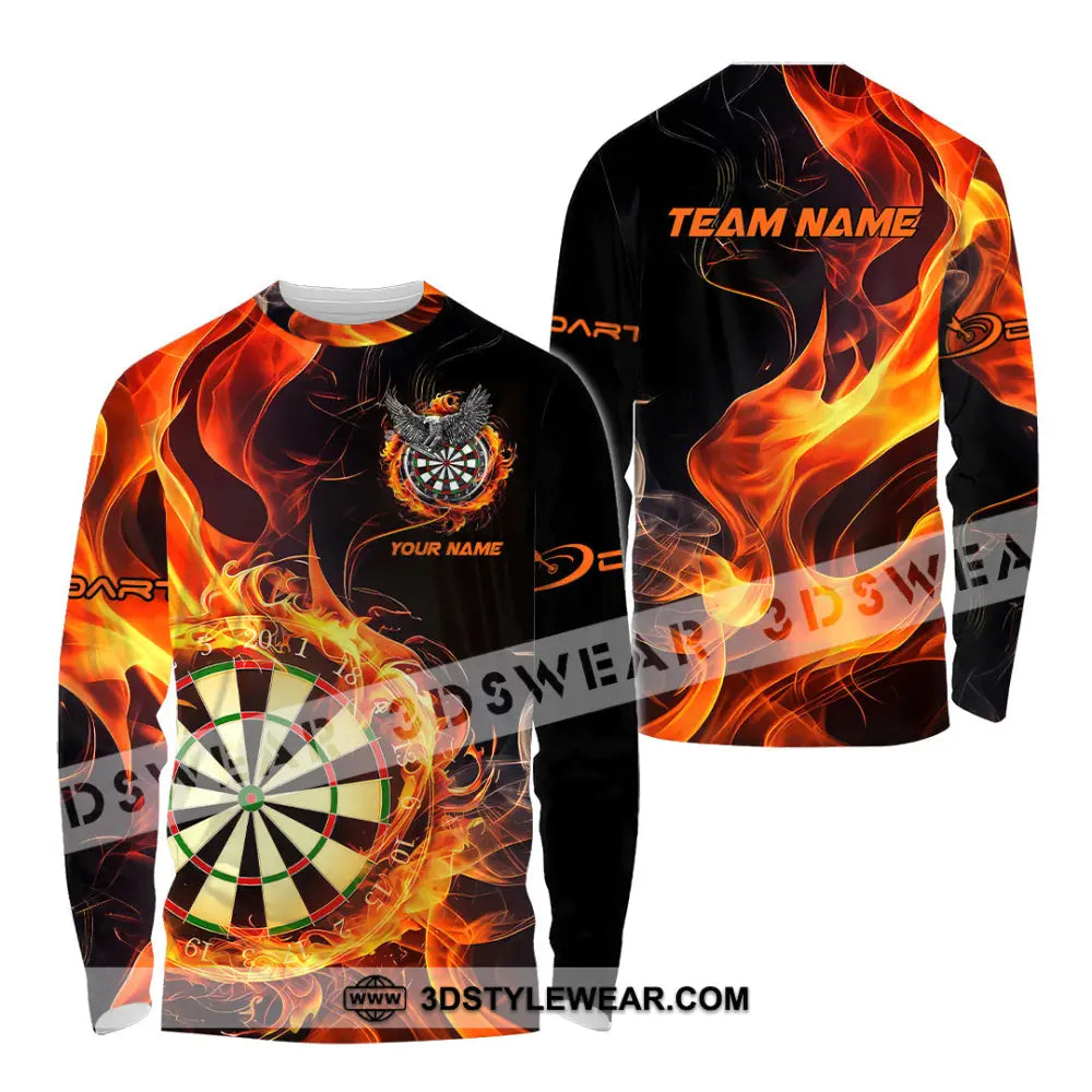 Unisex Shirt - Custom Name The Skull Darts Sport Fire Long Sleeve / S T-Shirt