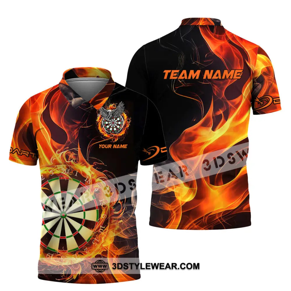 Unisex Shirt - Custom Name The Skull Darts Sport Fire Polo / S T-Shirt