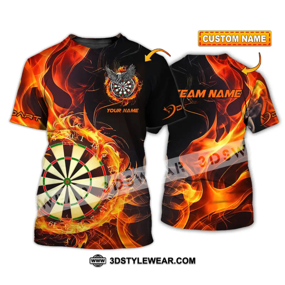 Unisex Shirt - Custom Name The Skull Darts Sport Fire T-Shirt