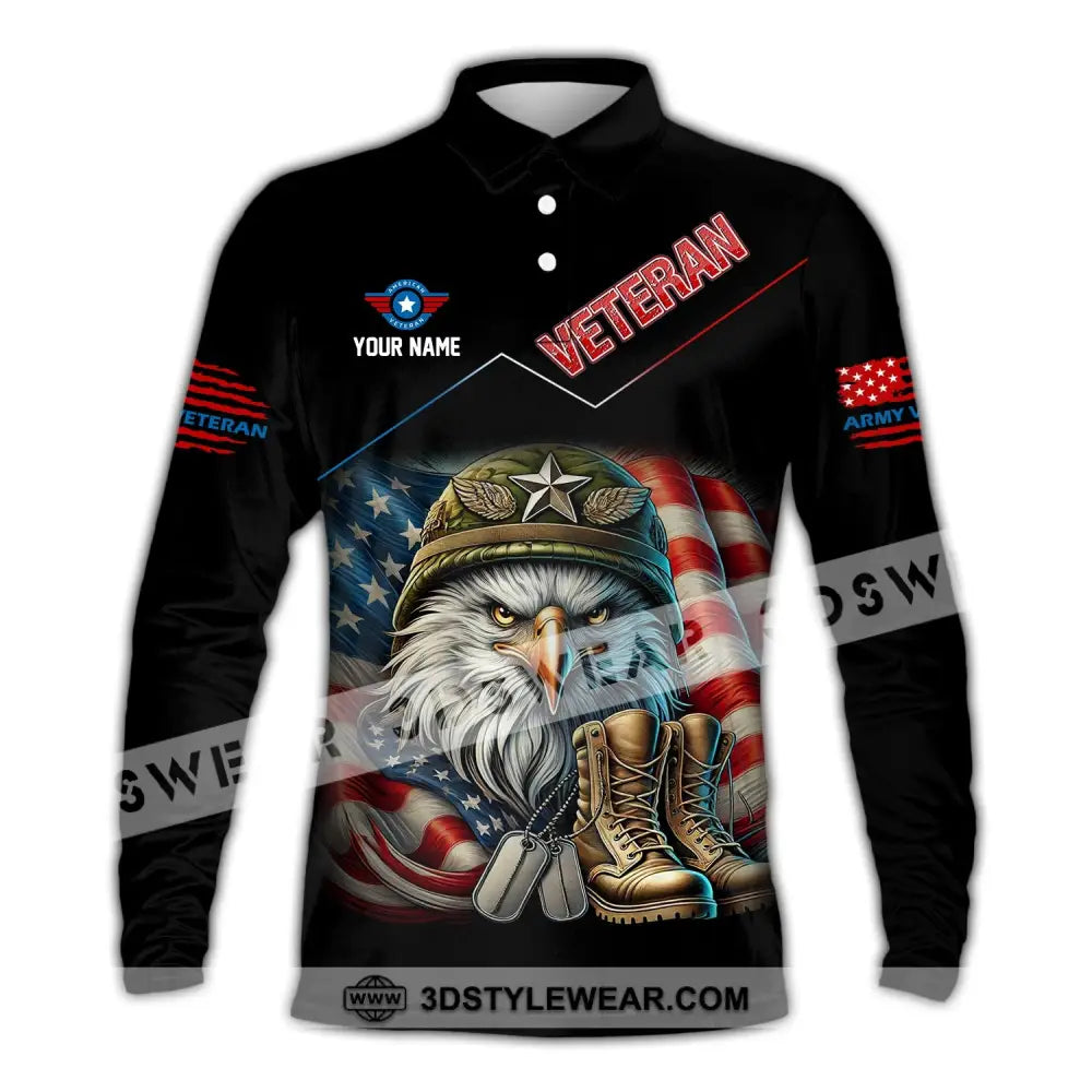 Unisex Shirt Custom Name Veteran Memorial Long Sleeve Polo / S T-Shirt