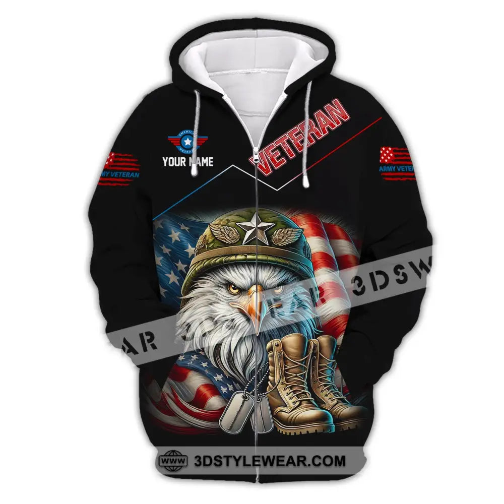 Unisex Shirt Custom Name Veteran Memorial Zipper Hoodie / S T-Shirt