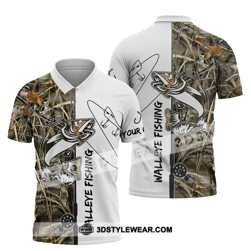 Unisex Shirt - Custom Name Walleye Fishing Polo / S T-Shirt