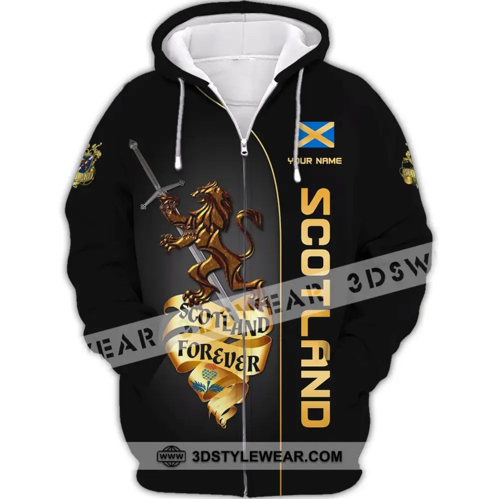 Unisex Shirt Custom Scotland Forever T-Shirt Clothing Zipper Hoodie / S