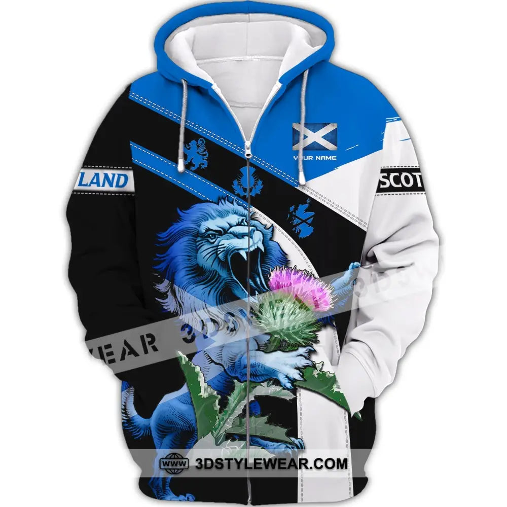 Unisex Shirt Custom Scotland Lion T-Shirt Clothing Zipper Hoodie / S