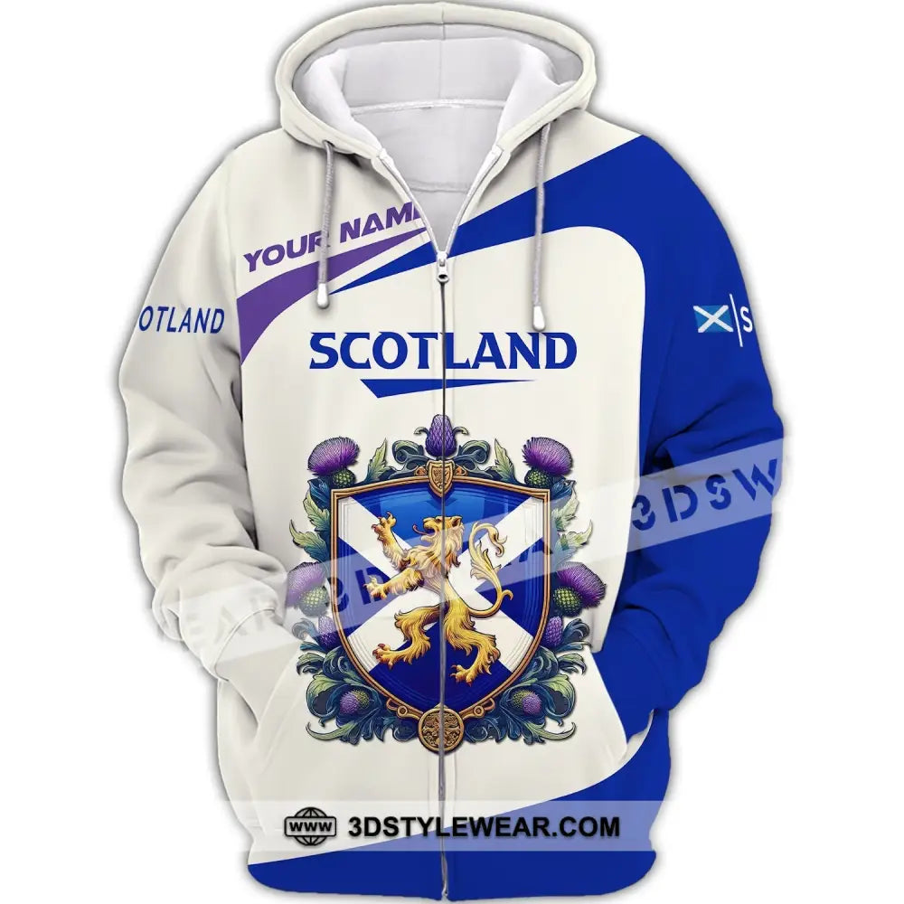 Unisex Shirt Custom Scotland Scottish T-Shirt Lover Zipper Hoodie / S