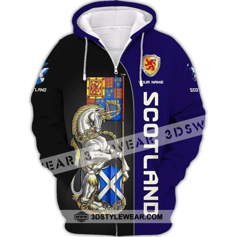 Unisex Shirt Custom Scotland Wild T-Shirt Clothing Zipper Hoodie / S