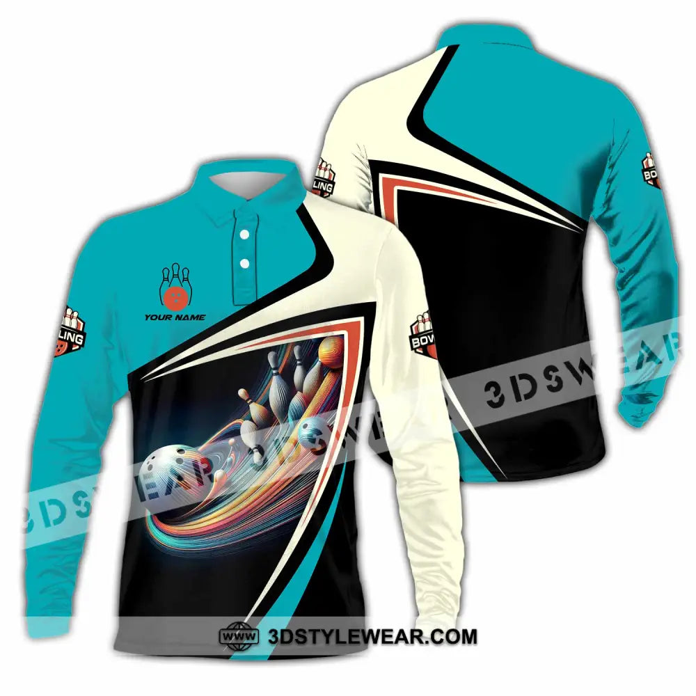 Unisex Shirt - Custom Text Shirt Bowling Shirt Long Sleeve Polo / S T-shirt