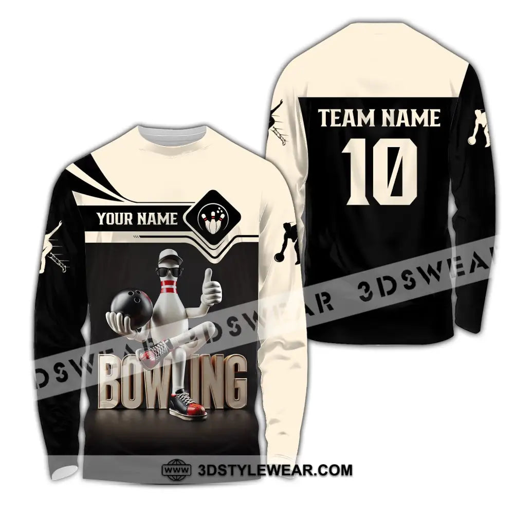 Unisex Shirt - Custom Text Bowling Long Sleeve / S T-Shirt