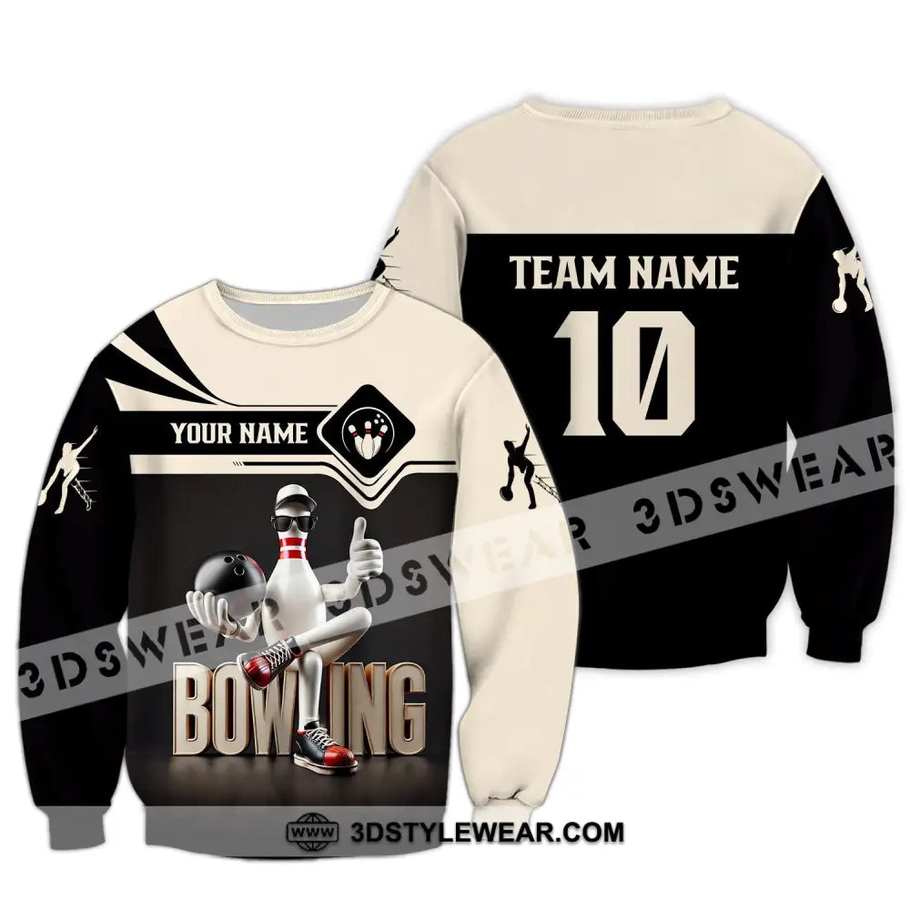 Unisex Shirt - Custom Text Bowling Long Sleeve / S T-Shirt