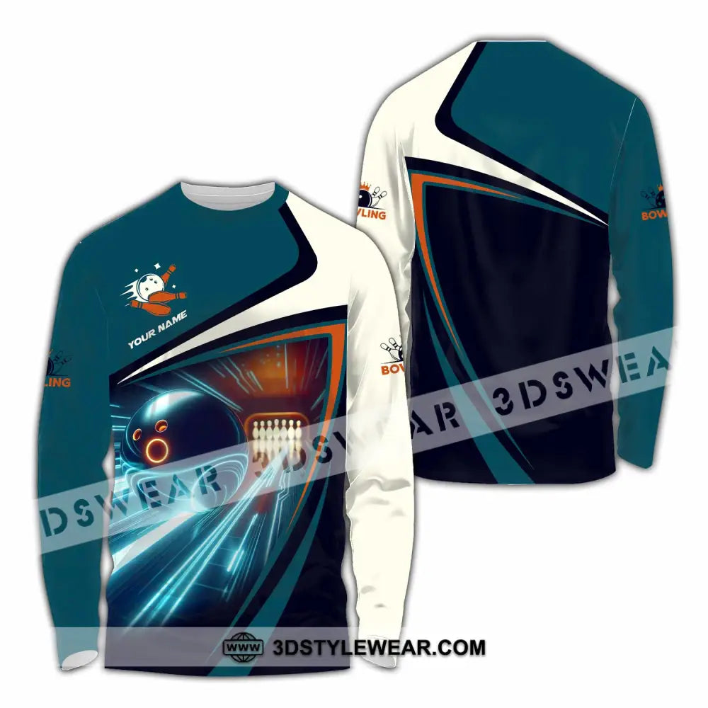 Unisex Shirt - Custom Text Bowling Player Shirt Long Sleeve Shirt / S T-shirt
